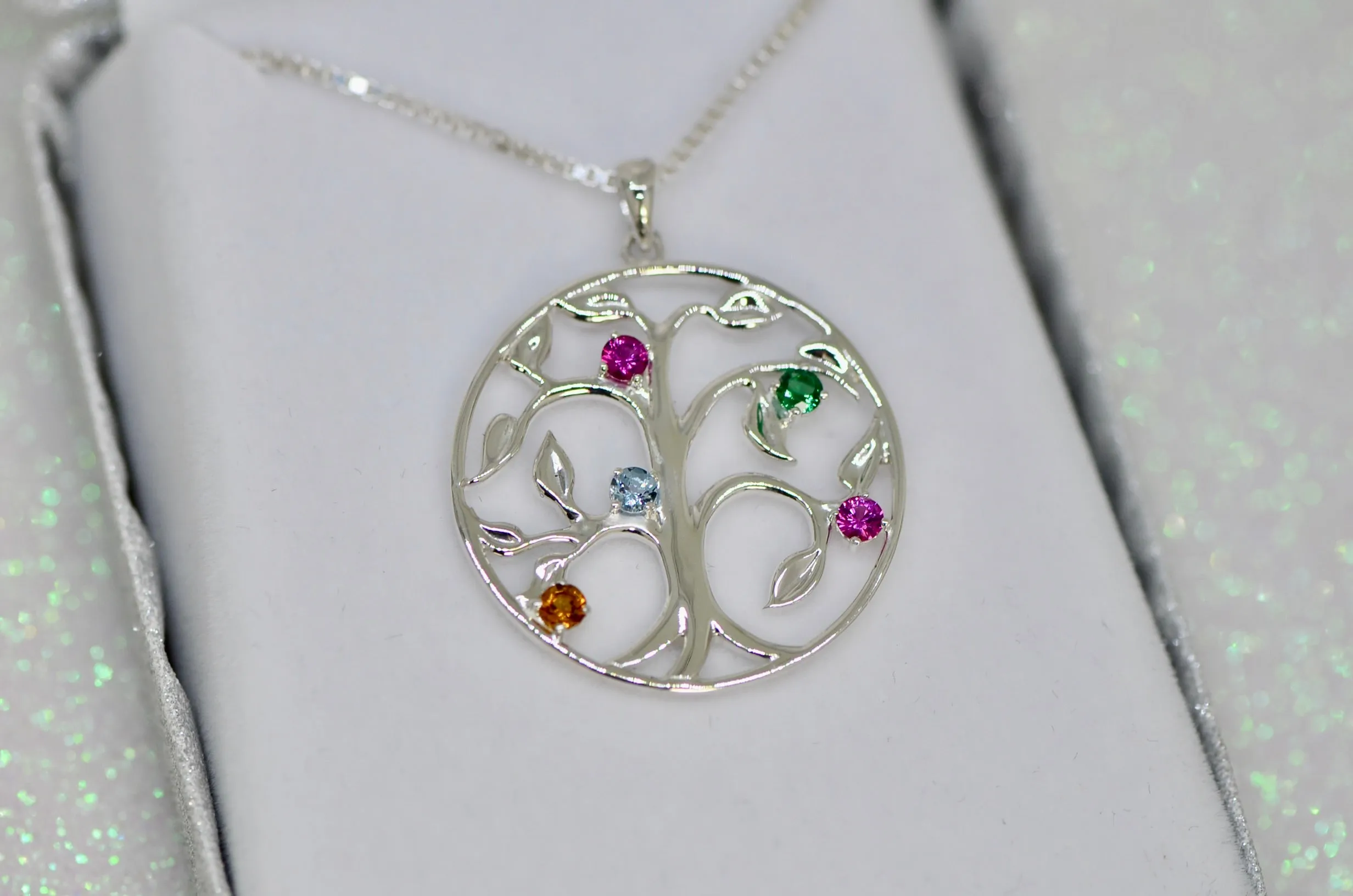 Family Tree Birthstone Pendant or Necklace
