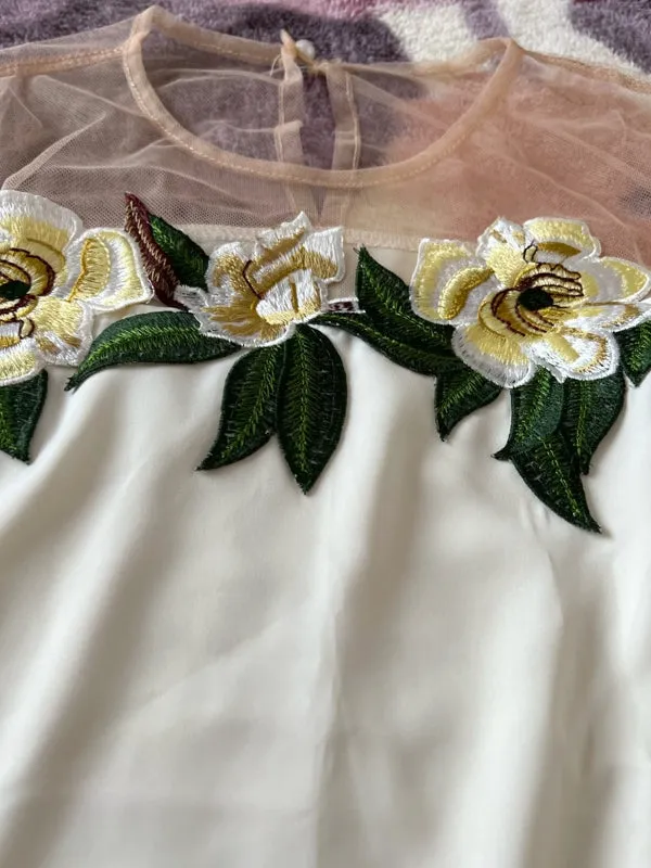 Faux Silk Blouses Loose OL Gauze Glossy Crop Tops