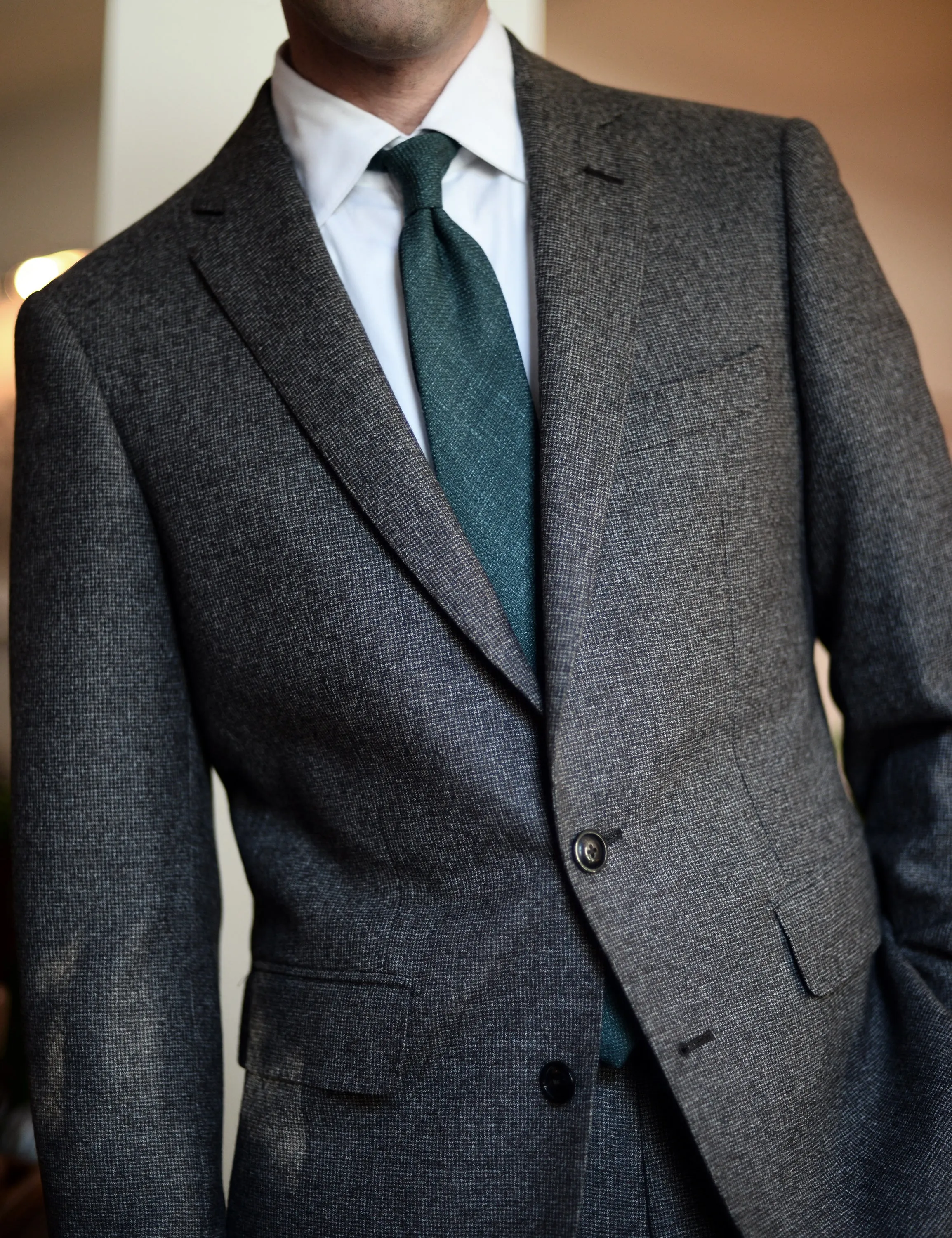 FINAL SALE: BKT50 Tailored Jacket in Super 130s Houndstooth Flannel - Smoke