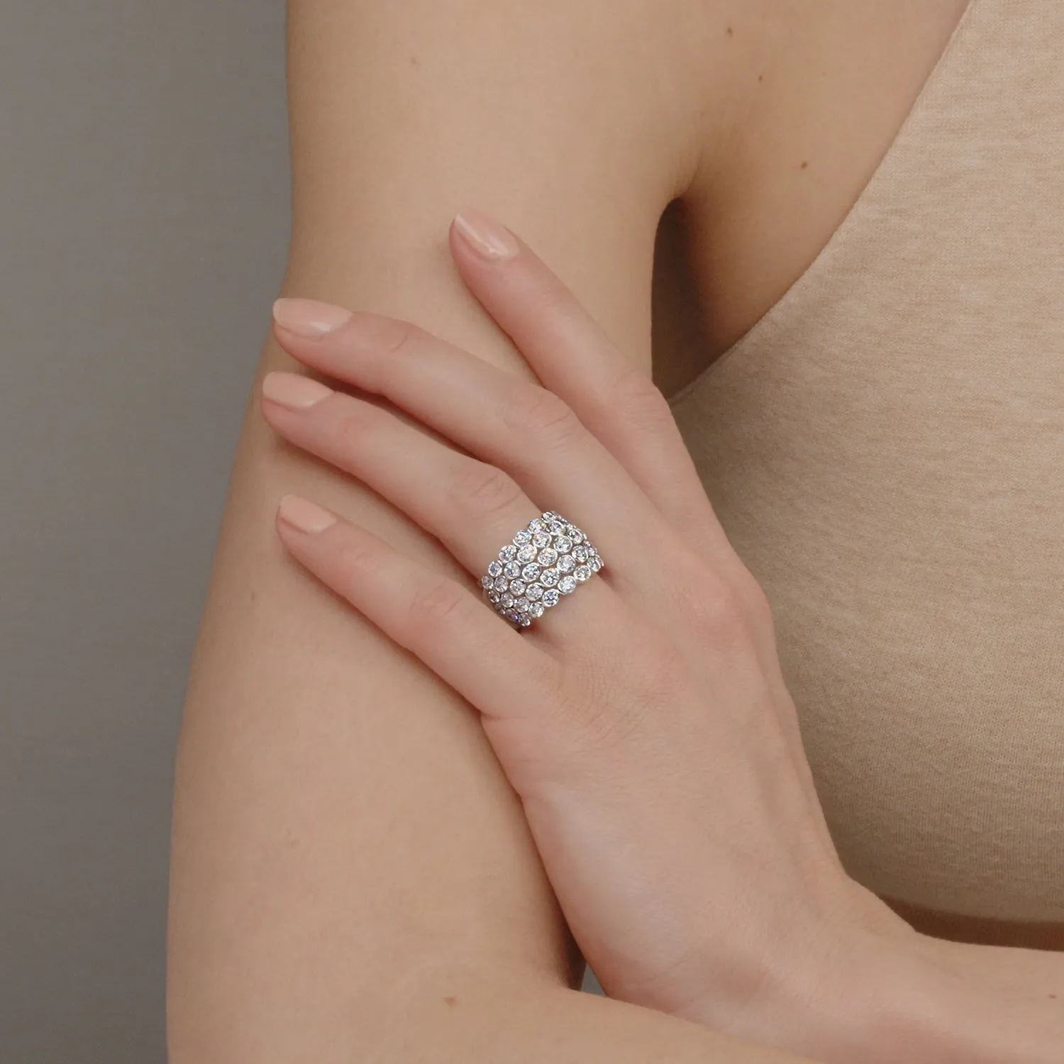 Five-Row Ring Diamond Cocktail Ring