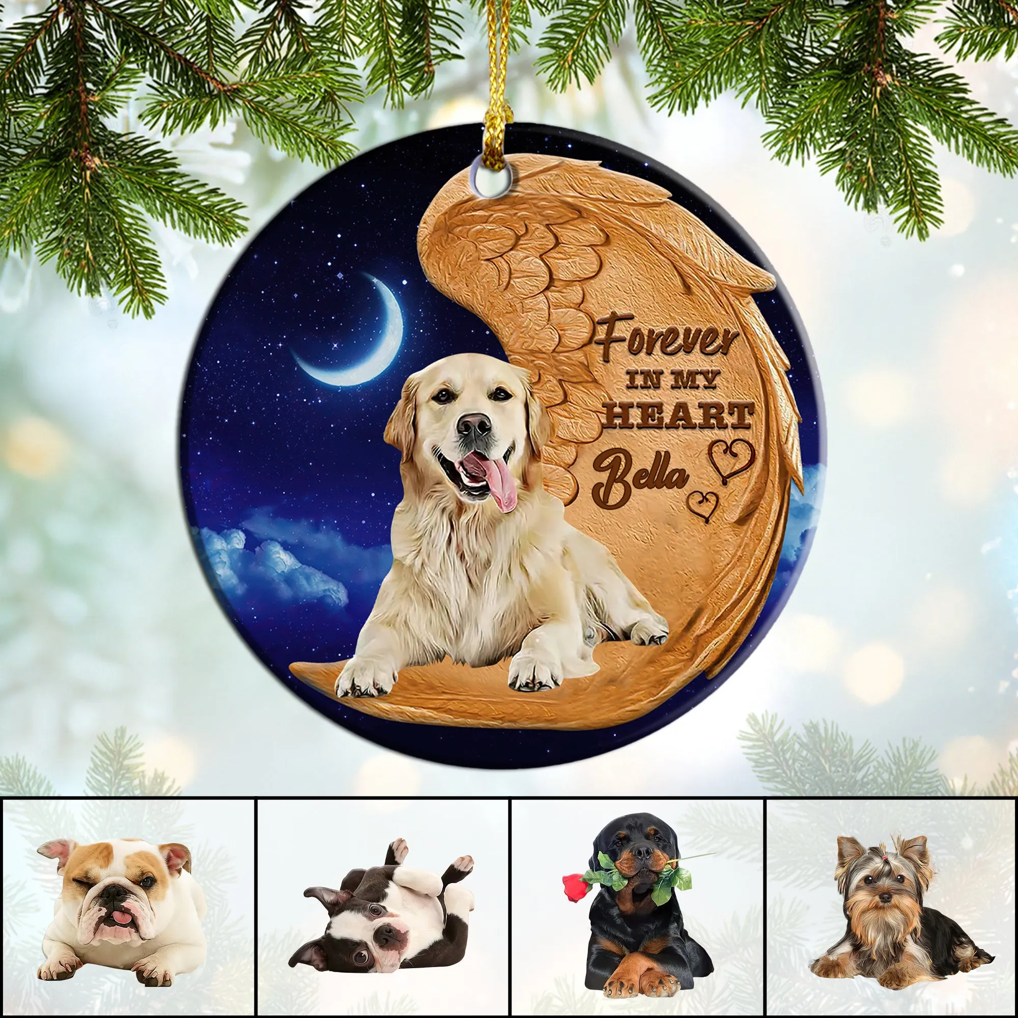 Forever In My Heart Personalized Circle Ornament Dog Custom Shaped Ornament