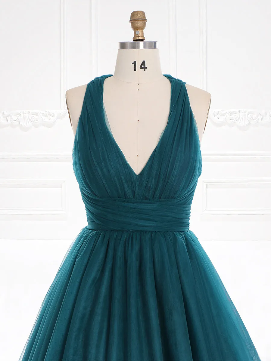 Formal Evening Dresses Elegant Blackless Deep V neck Long Colorful Wedding Dress YEWEN 100090