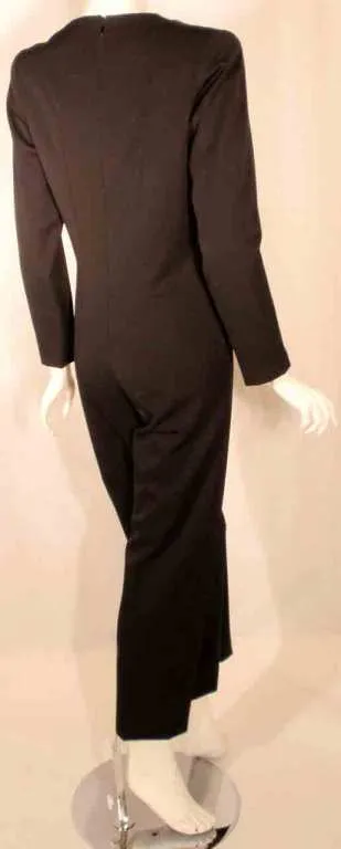 GIVENCHY 1980s Black Wool Tuxedo Inspired Jumpsuit Size 6