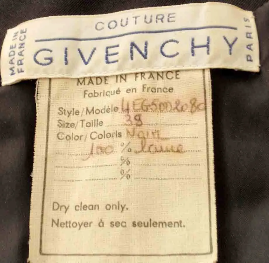 GIVENCHY 1980s Black Wool Tuxedo Inspired Jumpsuit Size 6
