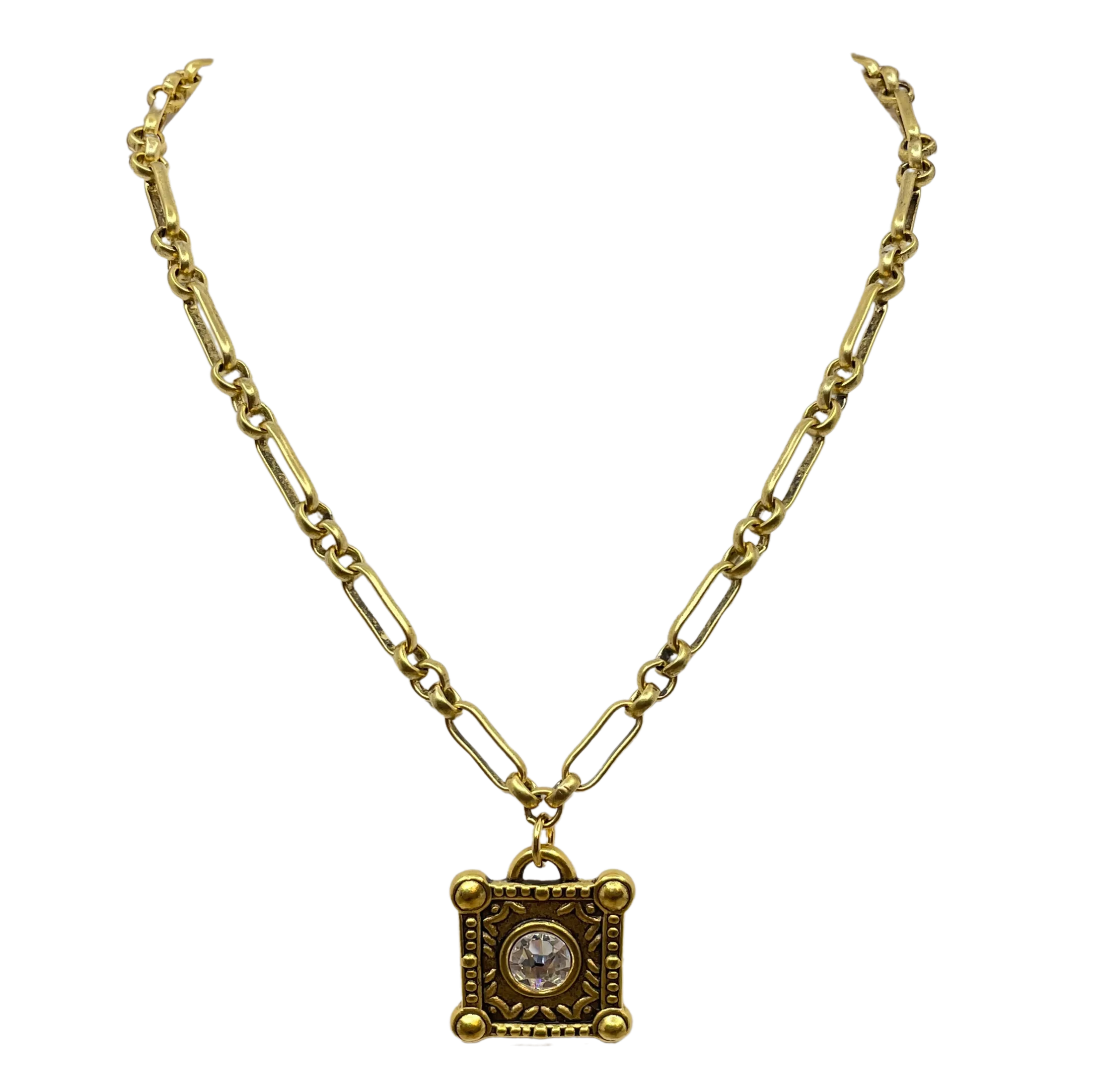 Gold Plated 18" Chain with Swarovski Crystal Pendant