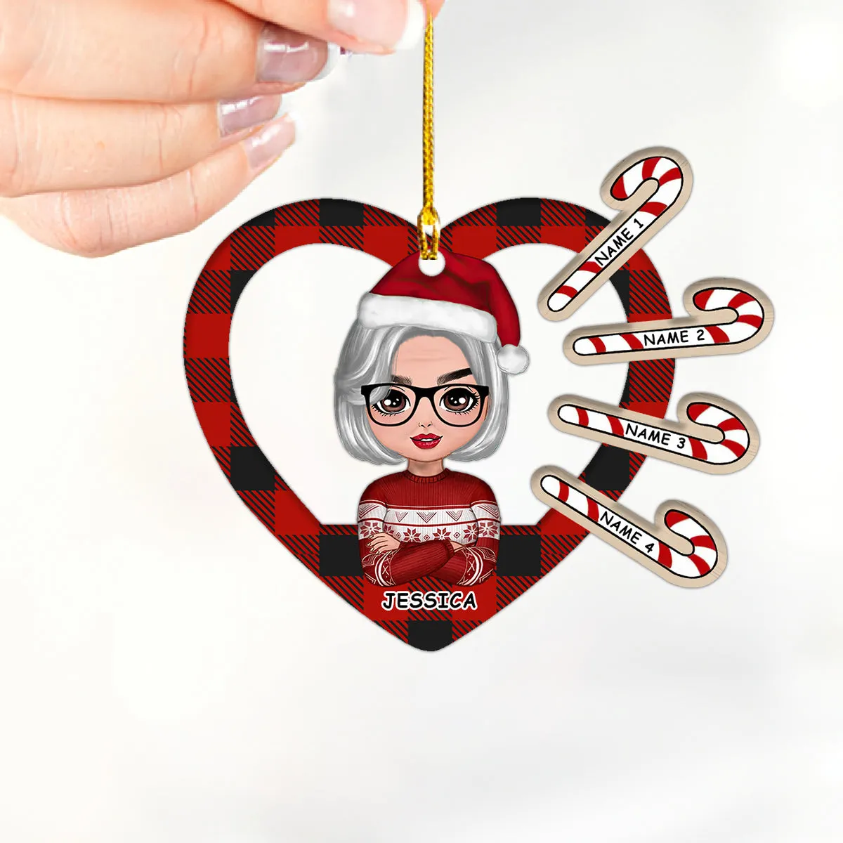 Grandma Grandkids On Moon Personalized Circle Ornament Family Custom Shaped Ornament