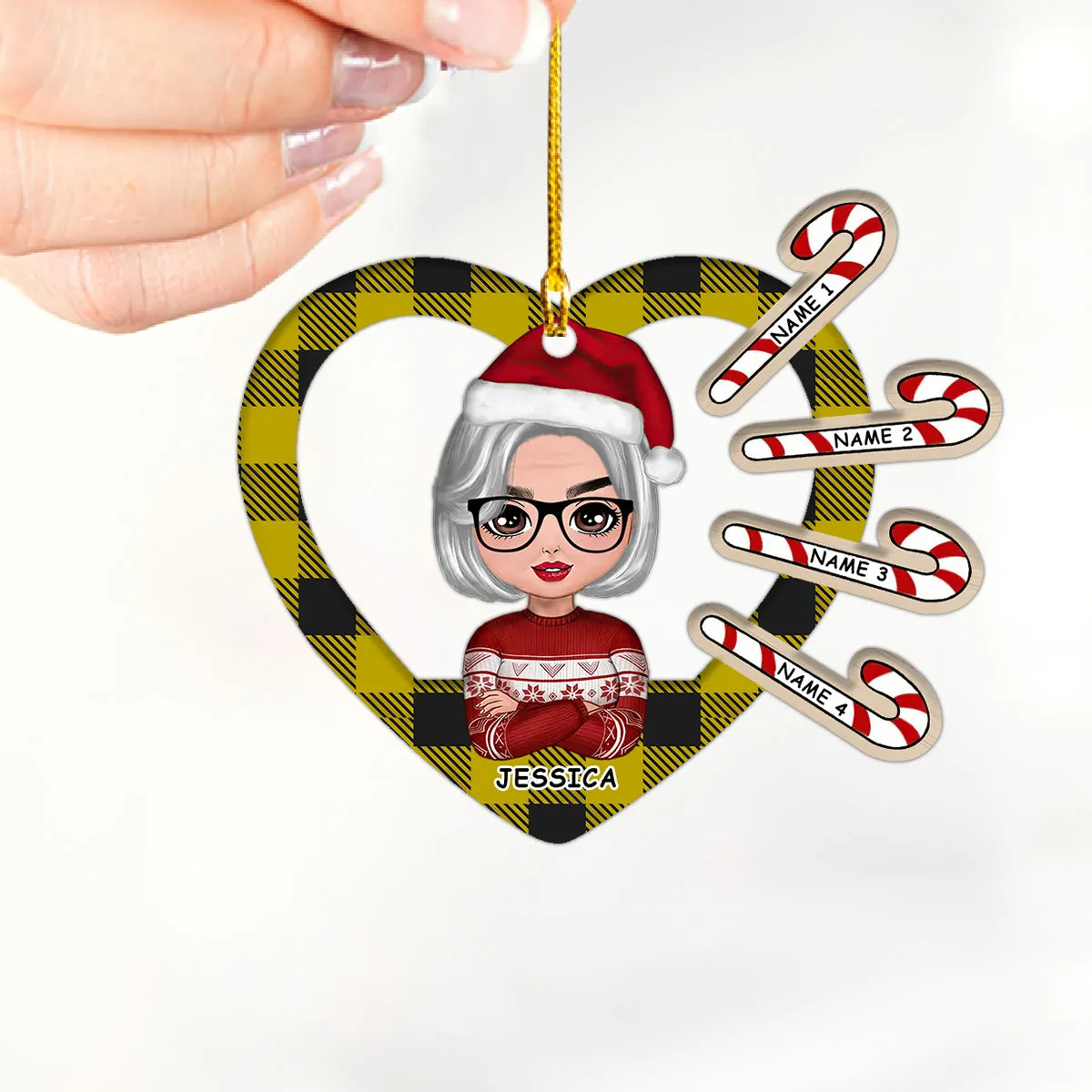 Grandma Grandkids On Moon Personalized Circle Ornament Family Custom Shaped Ornament