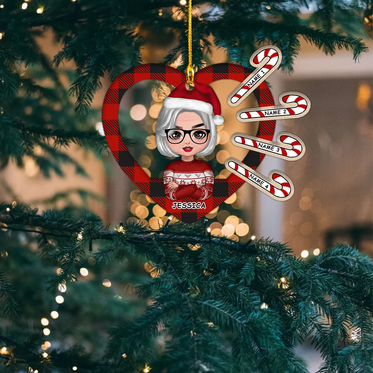 Grandma Grandkids On Moon Personalized Circle Ornament Family Custom Shaped Ornament