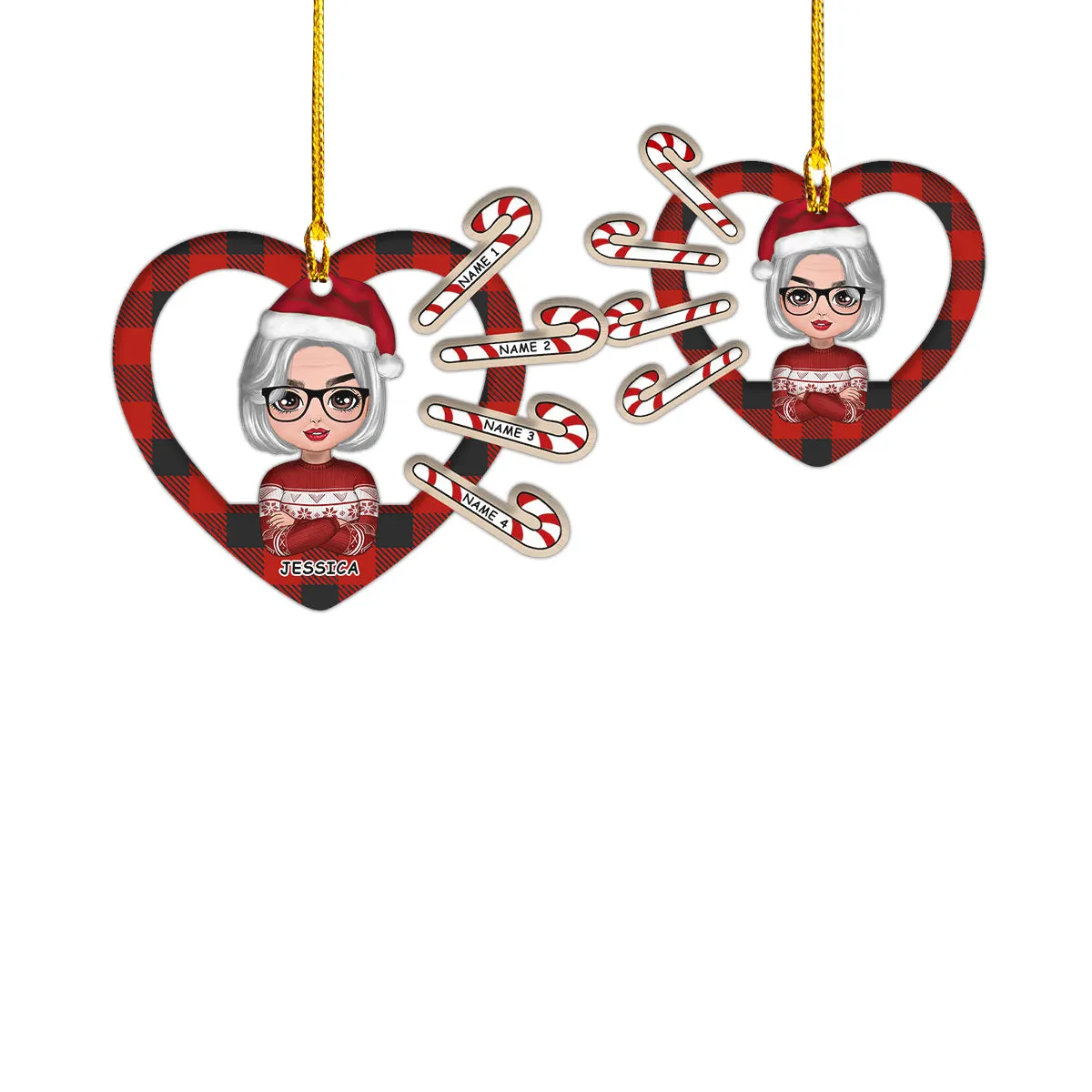 Grandma Grandkids On Moon Personalized Circle Ornament Family Custom Shaped Ornament