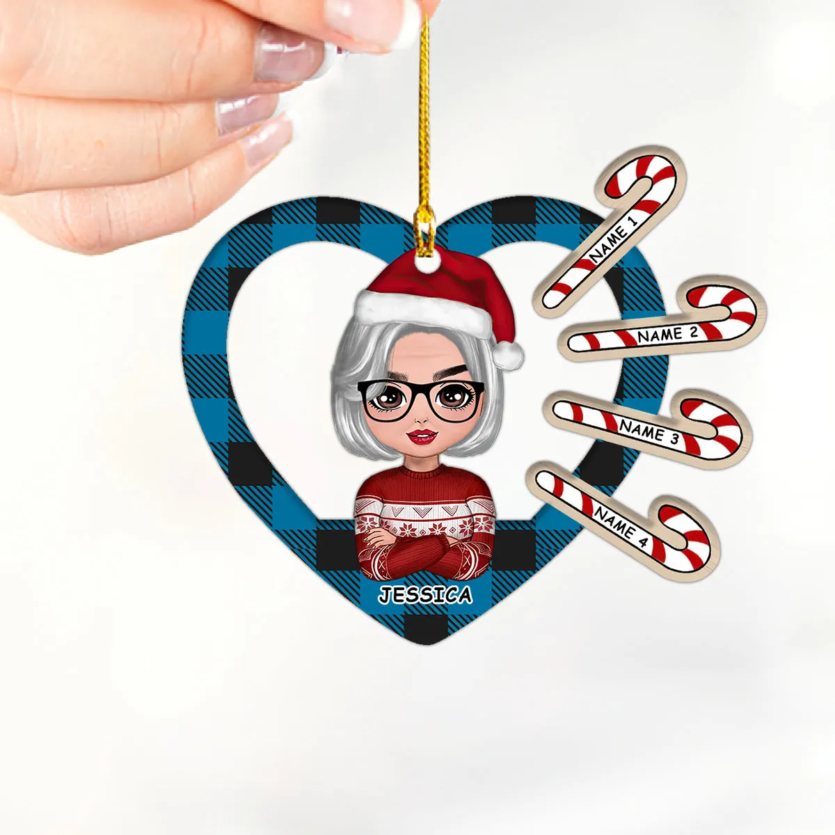 Grandma Grandkids On Moon Personalized Circle Ornament Family Custom Shaped Ornament