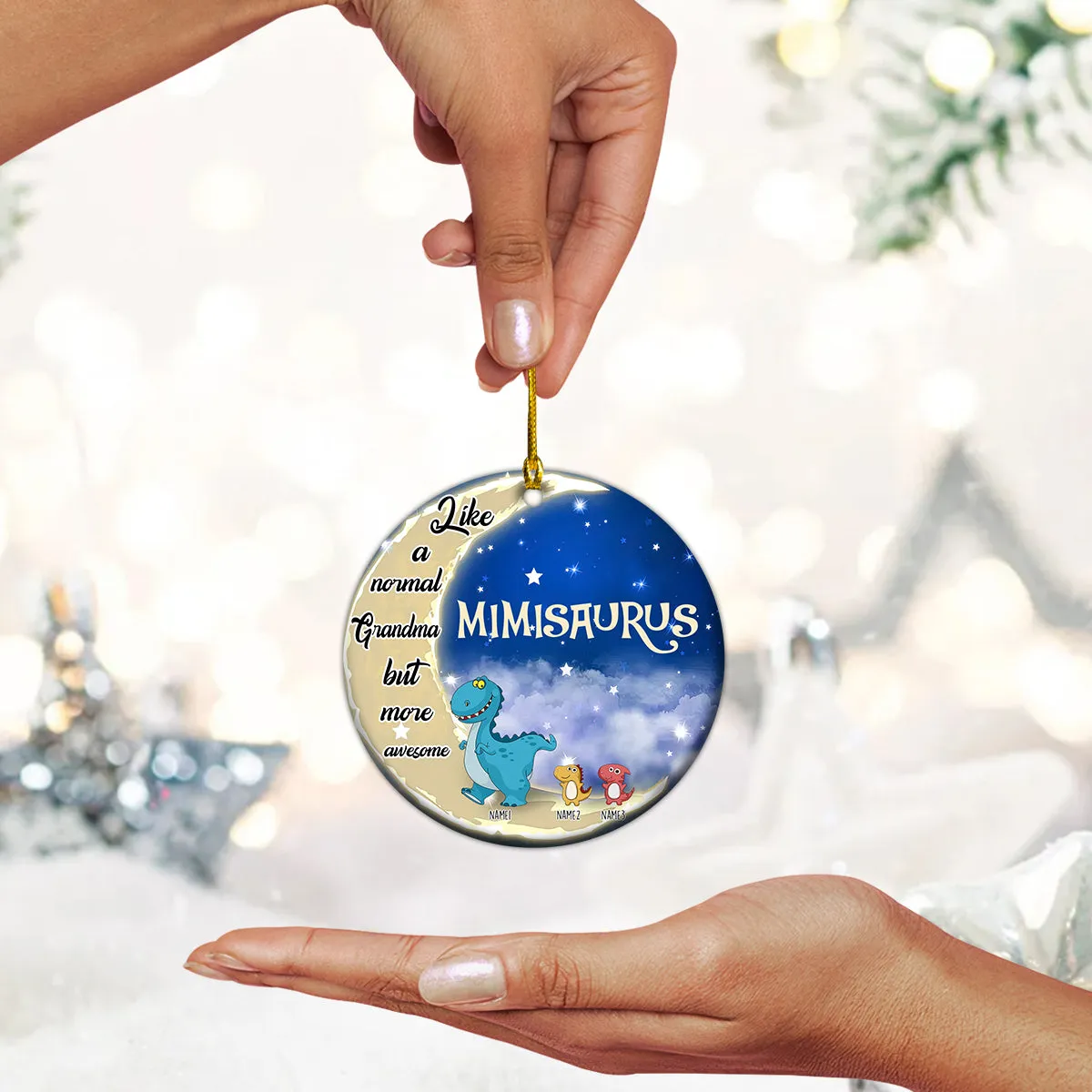 Grandmasaurus And Kids Personalized Circle Ornament Family Custom Shaped Ornament