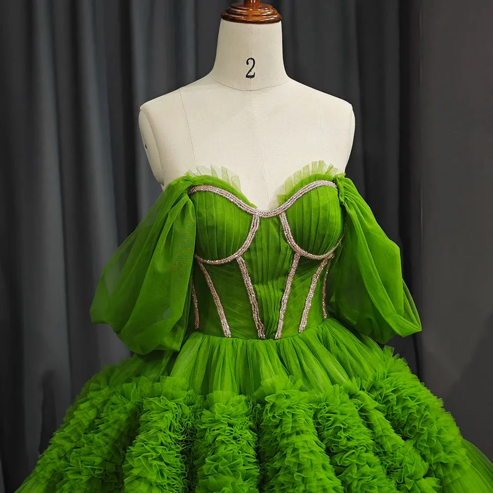 Green Exquisite A Line Off-the-Shoulder Ball Gown Quinceanera Dresses