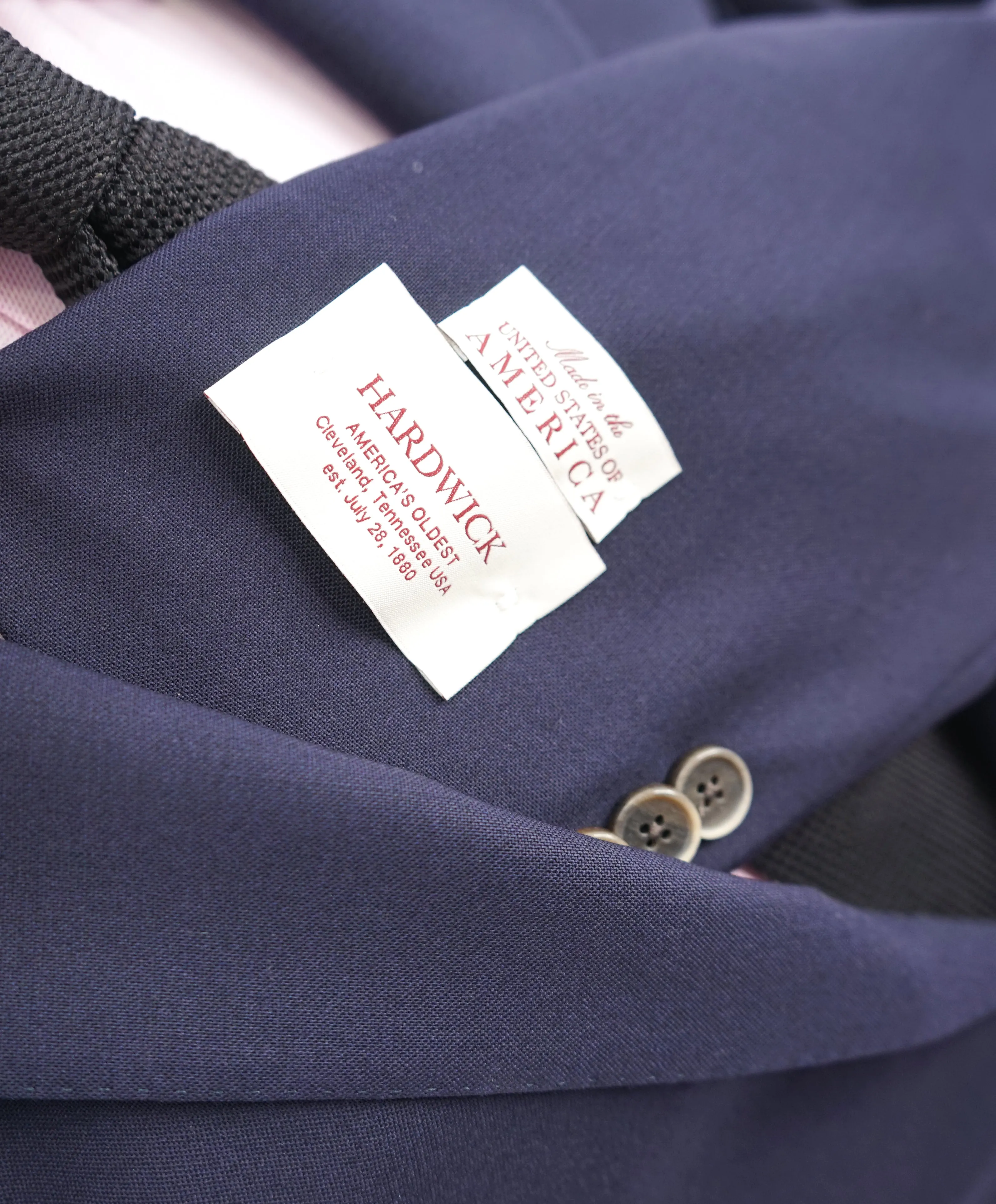 HARDWICK - Made In USA Premium Construction 2-3 Roll Lapel Navy Suit - 36R