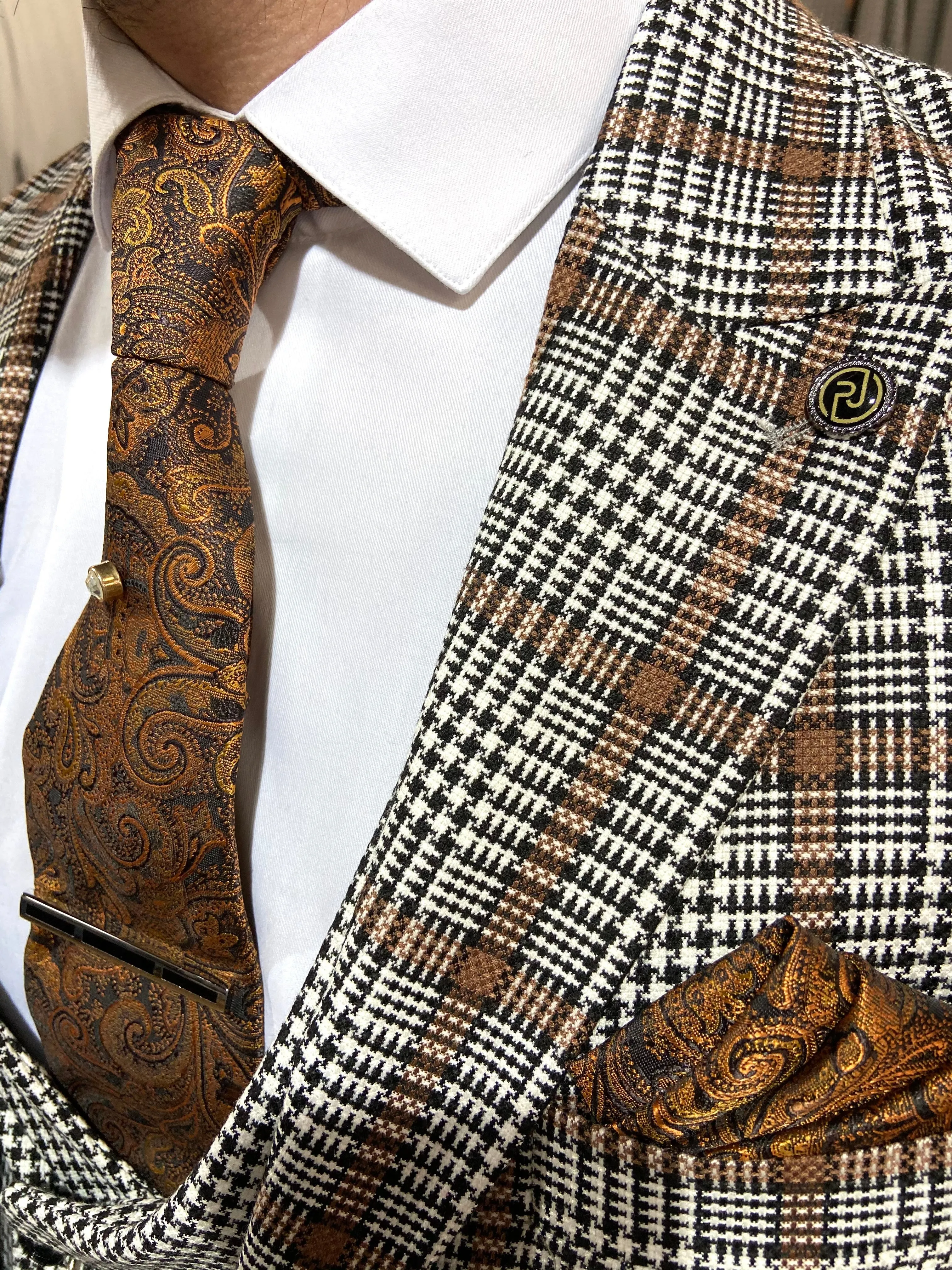 Hartley - Grey/Burnt Orange 3 Piece Suit
