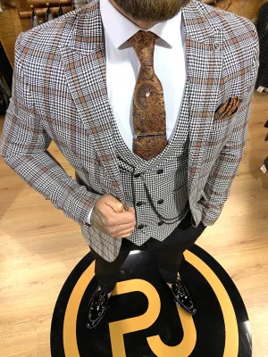 Hartley - Grey/Burnt Orange 3 Piece Suit