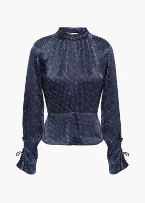 Heavy Satin Polka Dot Blouse (Total Eclipse)