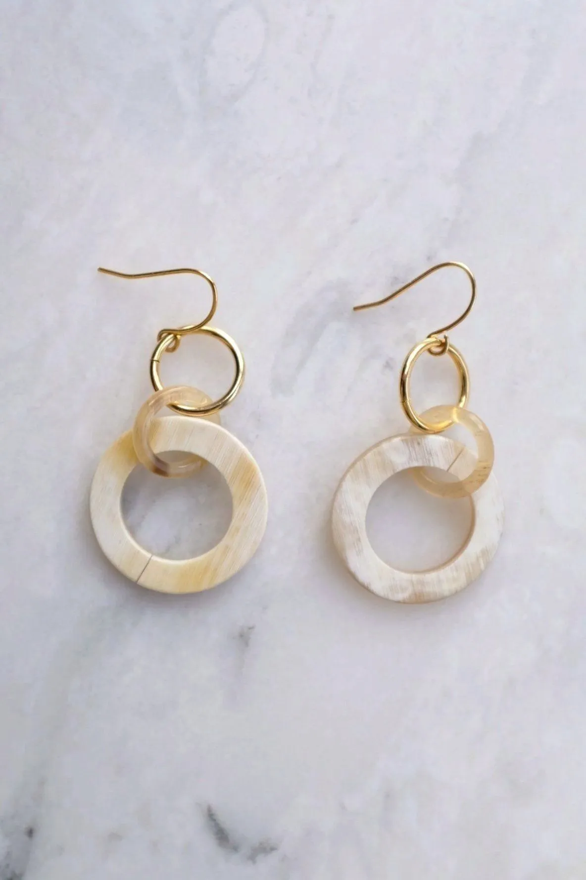 Hoi An 16K Gold Plated Earrings with Circle-shaped Genuine Horns Earrings