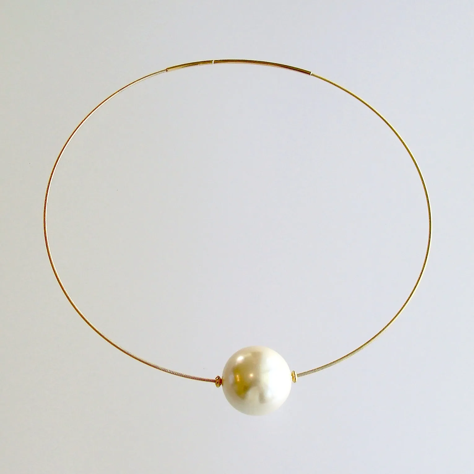 Huge Vintage Pearl Gold Vermeil Hoop Necklace - Gabrielle Necklace