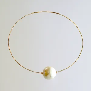 Huge Vintage Pearl Gold Vermeil Hoop Necklace - Gabrielle Necklace