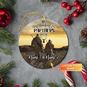 Hunting Partners For Life Personalized Circle Ceramic Ornament Christmas Gift