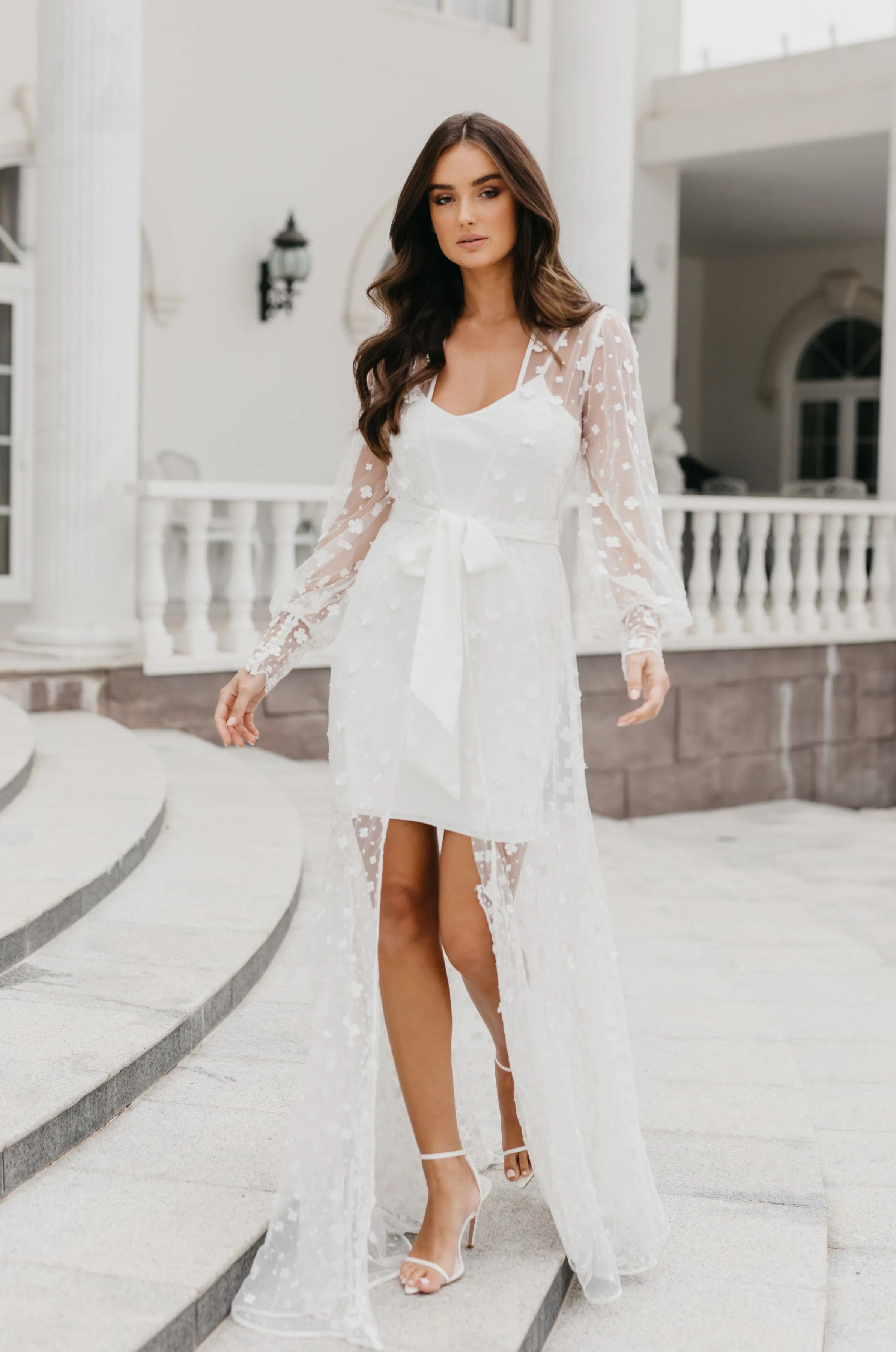 Imogen Forget Me Knot Lace Maxi Bridal Robe - Includes Slip
