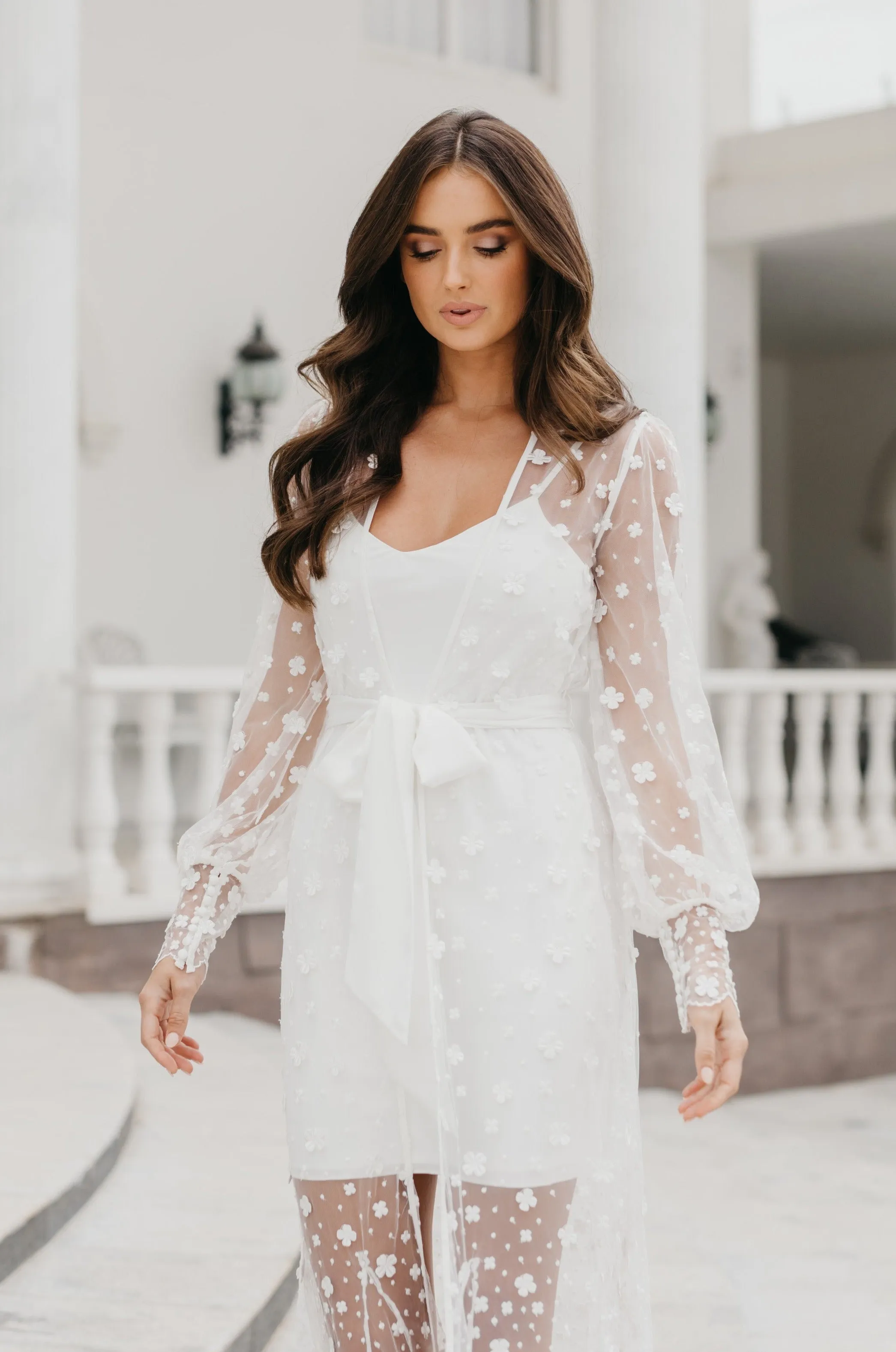 Imogen Forget Me Knot Lace Maxi Bridal Robe - Includes Slip