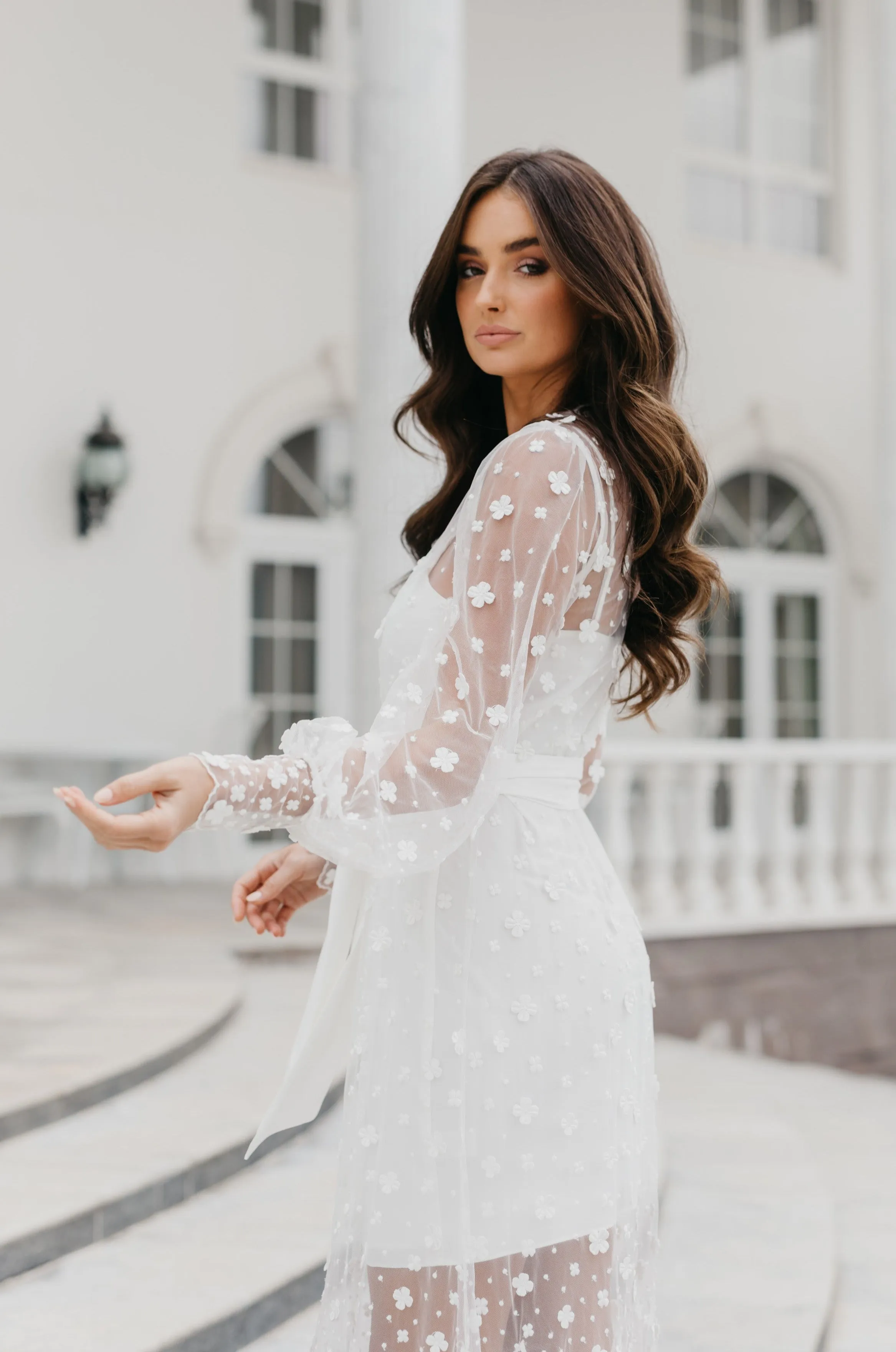 Imogen Forget Me Knot Lace Maxi Bridal Robe - Includes Slip