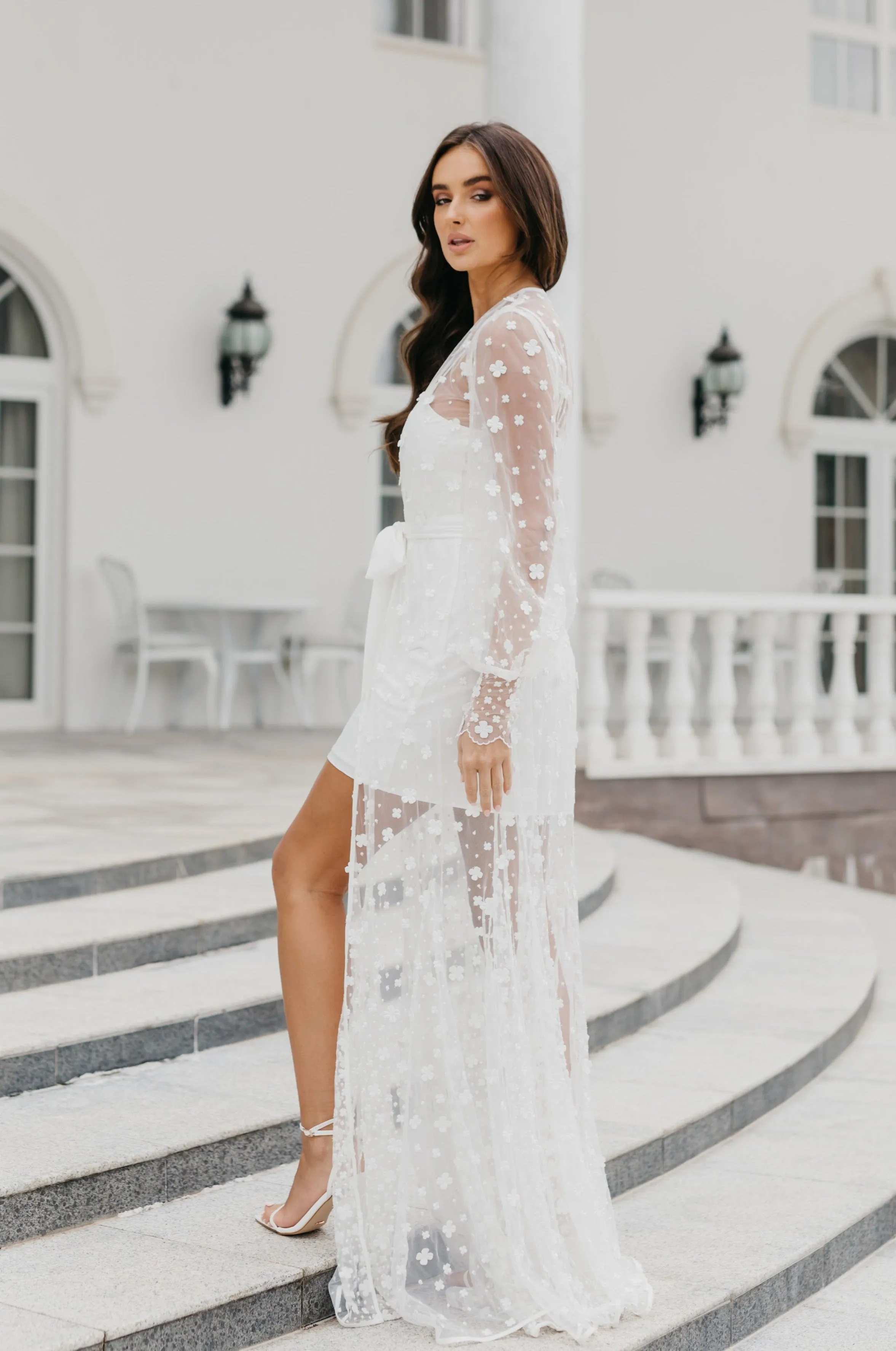 Imogen Forget Me Knot Lace Maxi Bridal Robe - Includes Slip