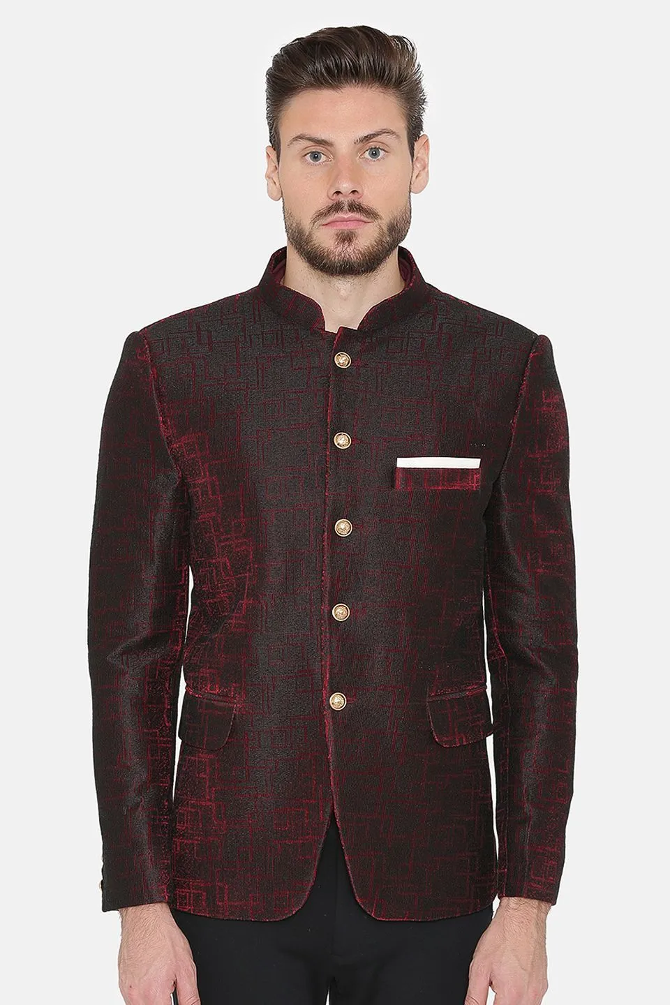 Imported Rayon Red Bandhgala