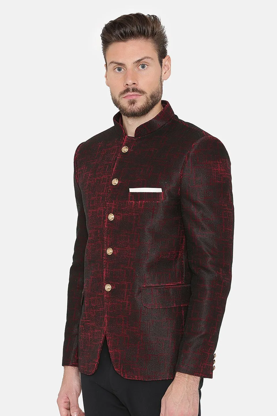 Imported Rayon Red Bandhgala