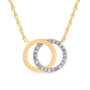 Interlocked Circle Necklace with 0.05ct of Diamonds in 9ct Yellow Gold
