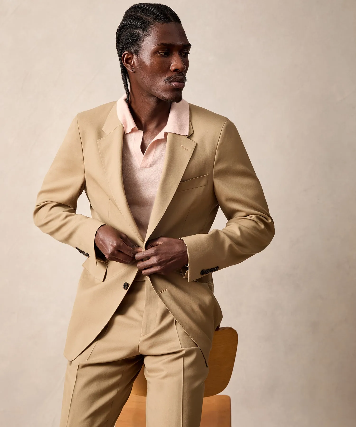 Italian Gabardine Sutton Suit in Khaki