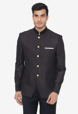 Jacquard Fabric Brown Bandhgala
