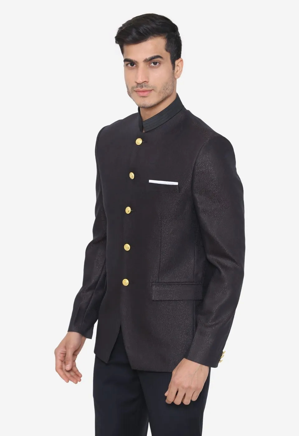 Jacquard Fabric Brown Bandhgala
