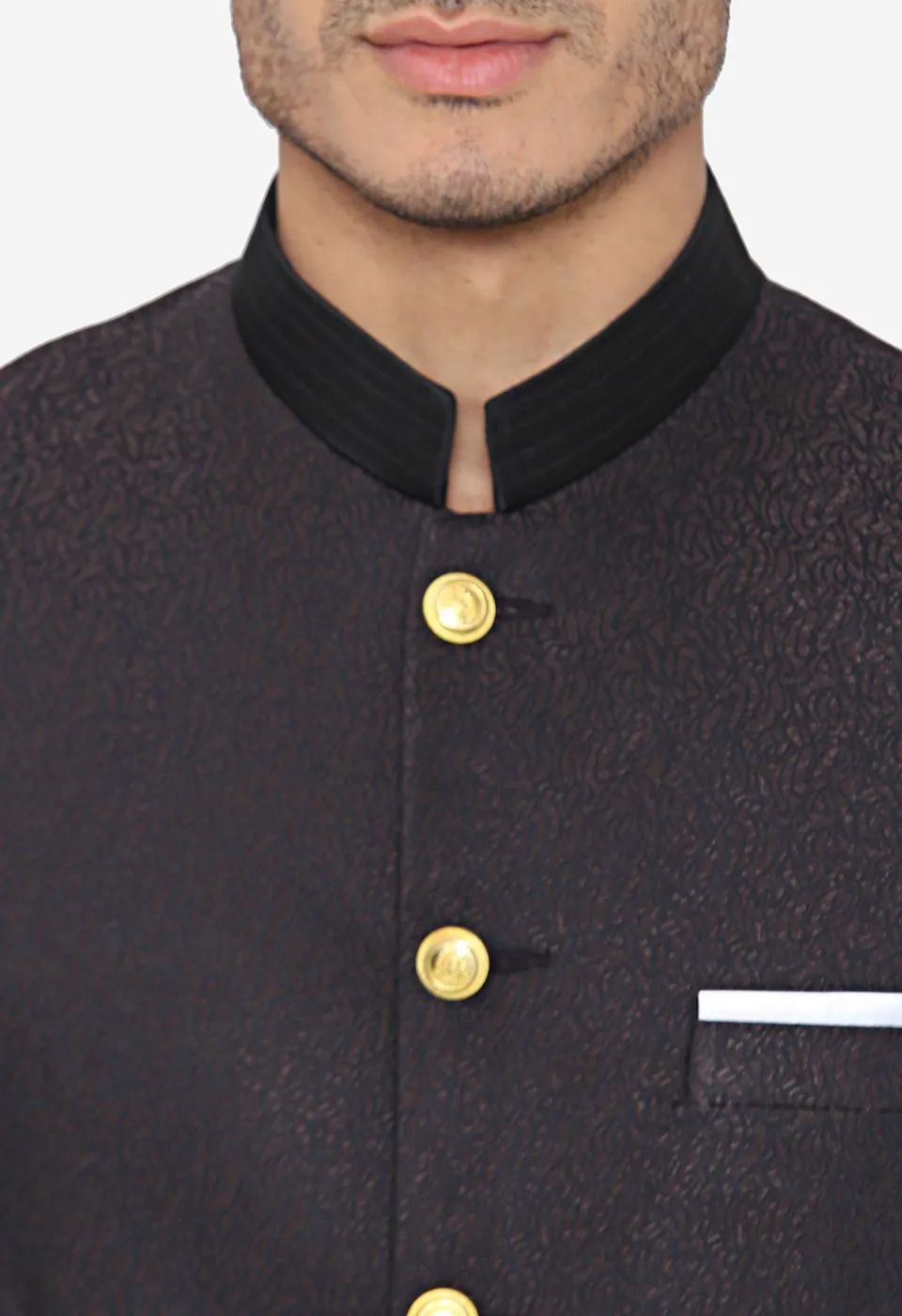 Jacquard Fabric Brown Bandhgala