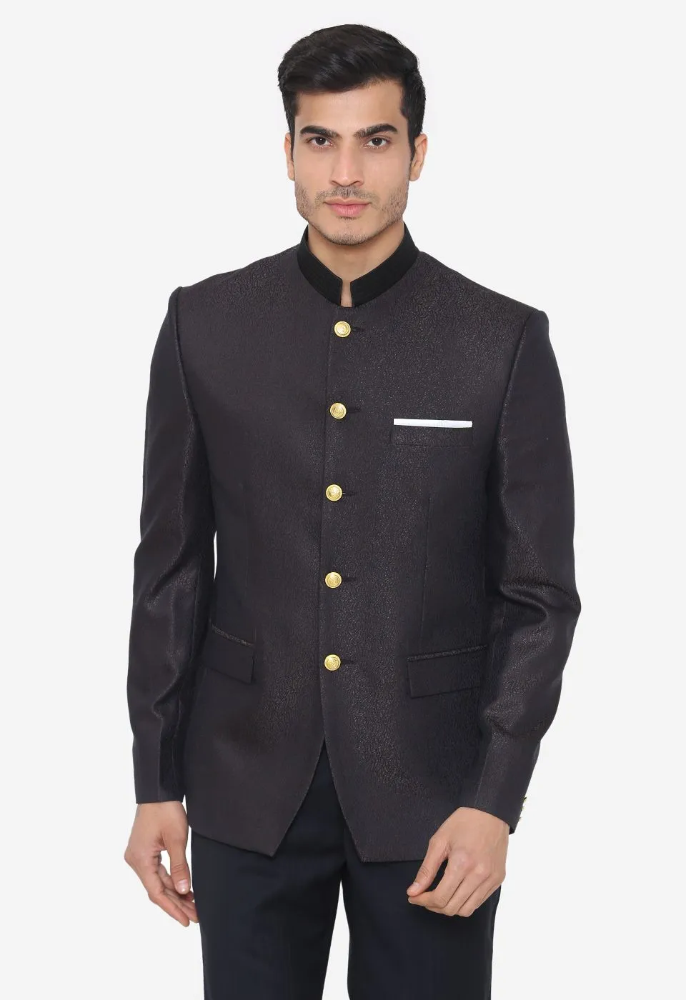 Jacquard Fabric Brown Bandhgala
