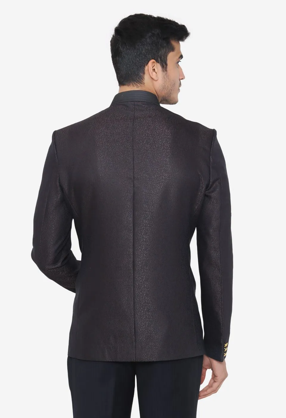 Jacquard Fabric Brown Bandhgala