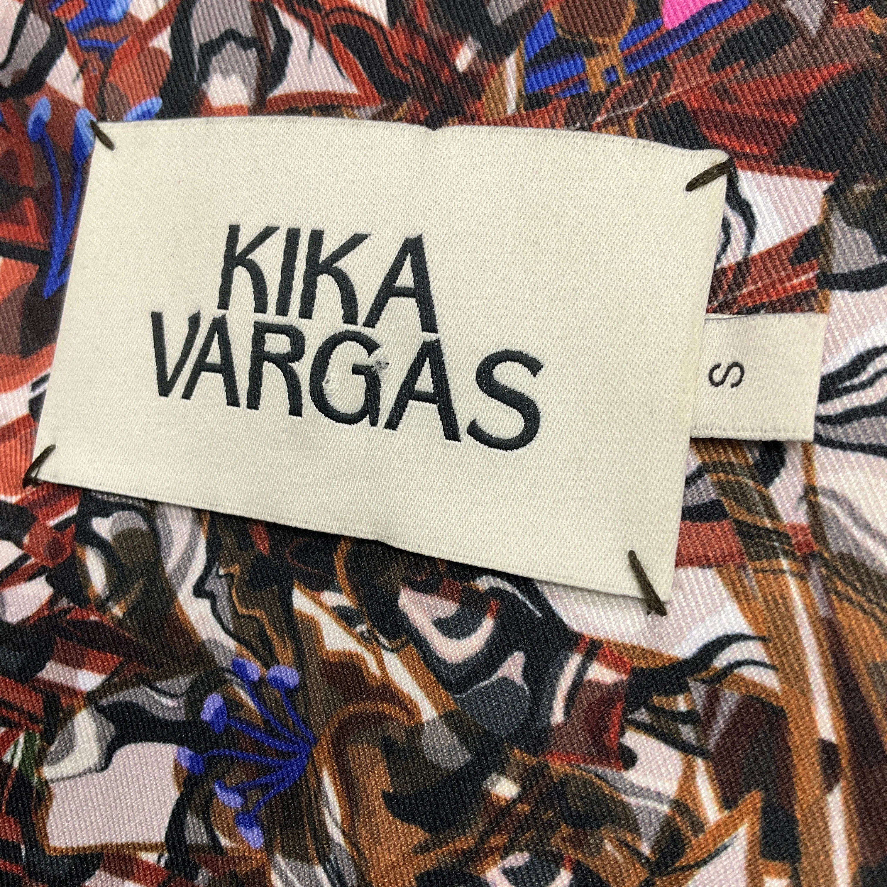 Kika Vargas Brown Multi Ruffle Trimmed Printed Mini Cocktail Dress