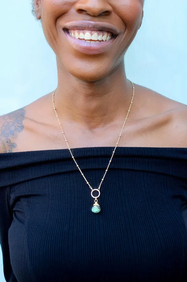 Labradorite Halo Satellite 14k Gold Filled Necklace