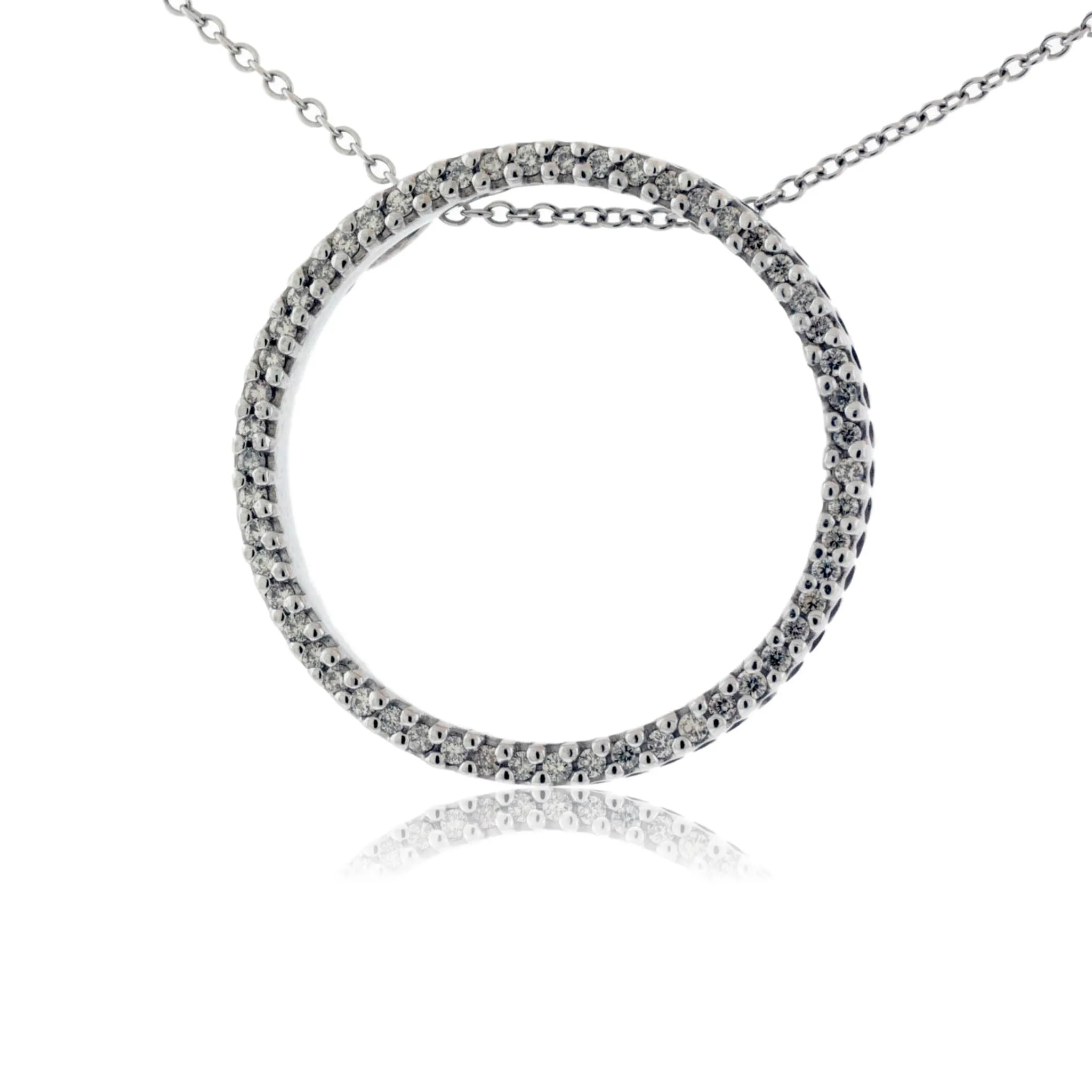 Large Single Row Diamond Circle Pendant