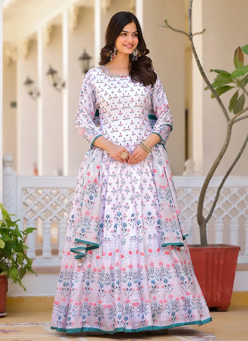 Lavender Multi-colored Digital Printed Gown