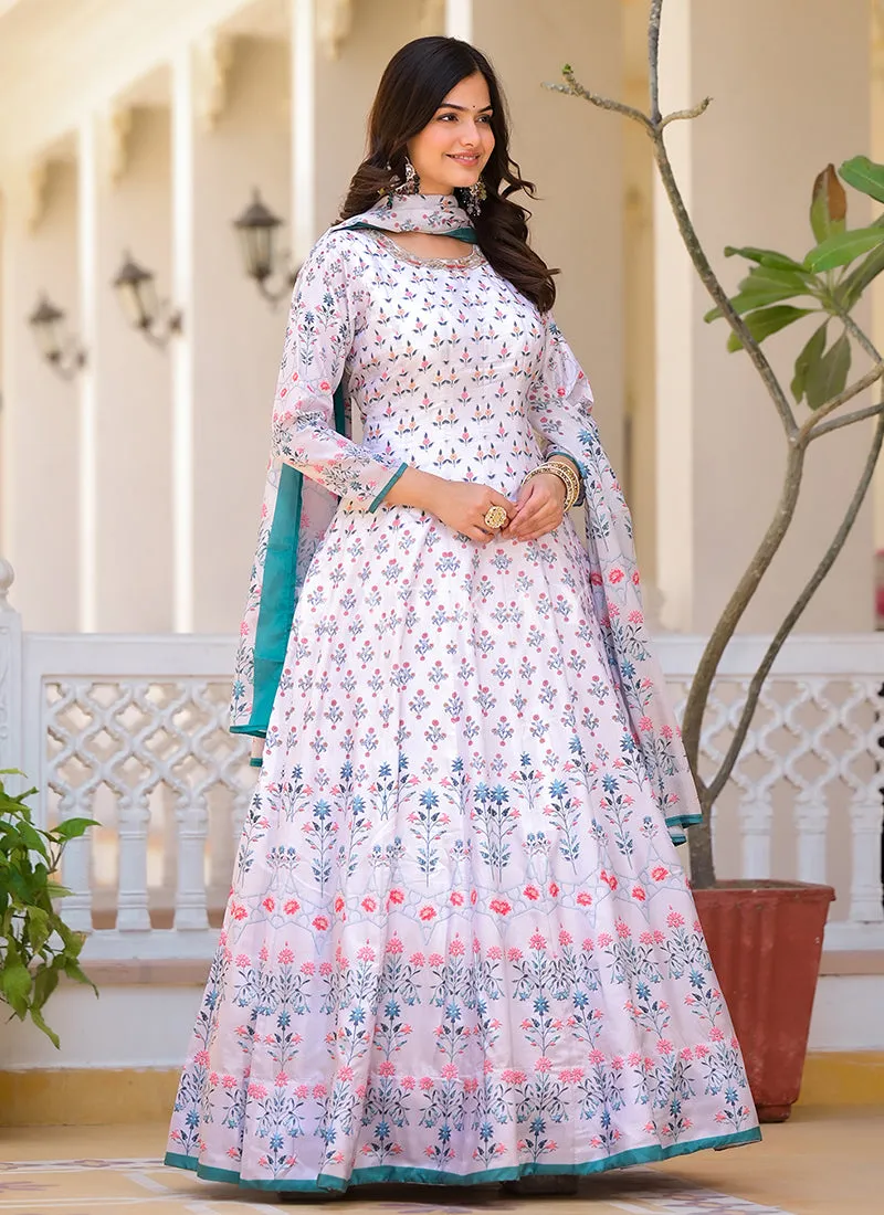 Lavender Multi-colored Digital Printed Gown