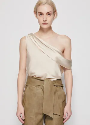 Lexy Draped One Shoulder Top (Almond)