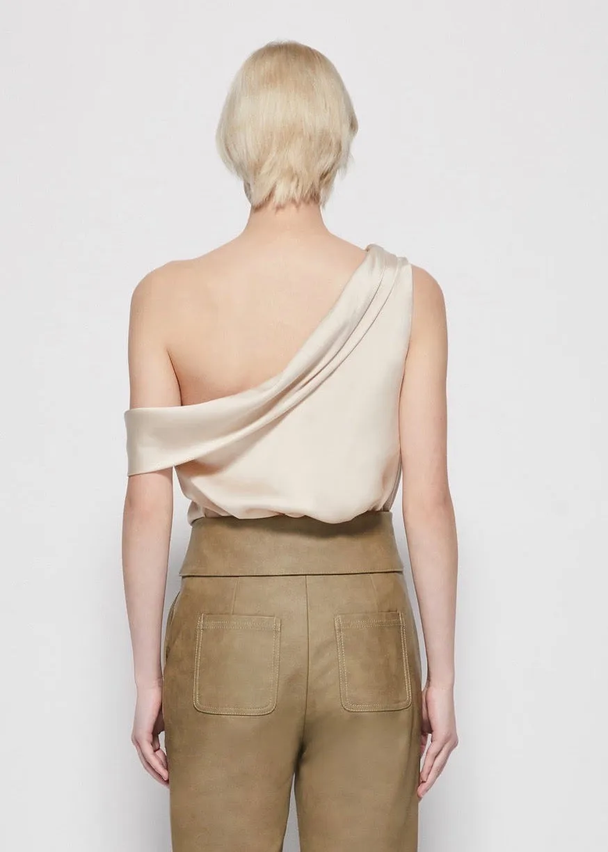 Lexy Draped One Shoulder Top (Almond)