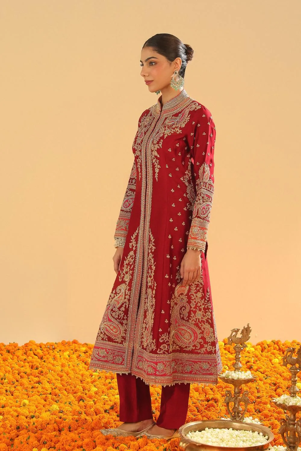 Long A-Line Jacket With Pant And Dupatta