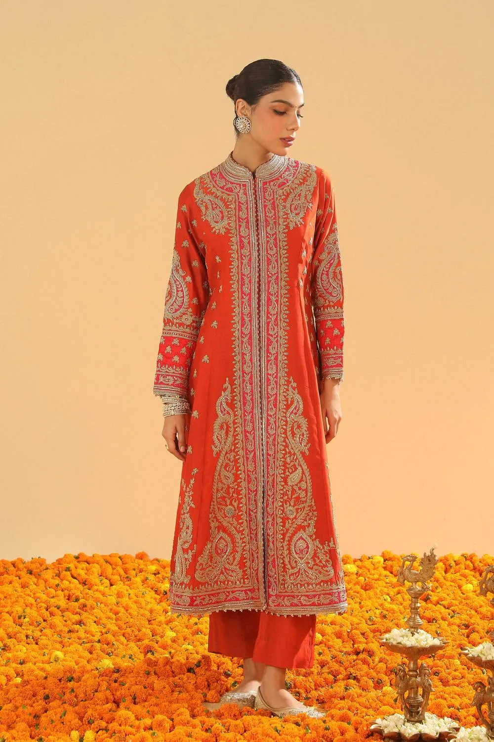 Long A-Line Jacket With Pant And Dupatta