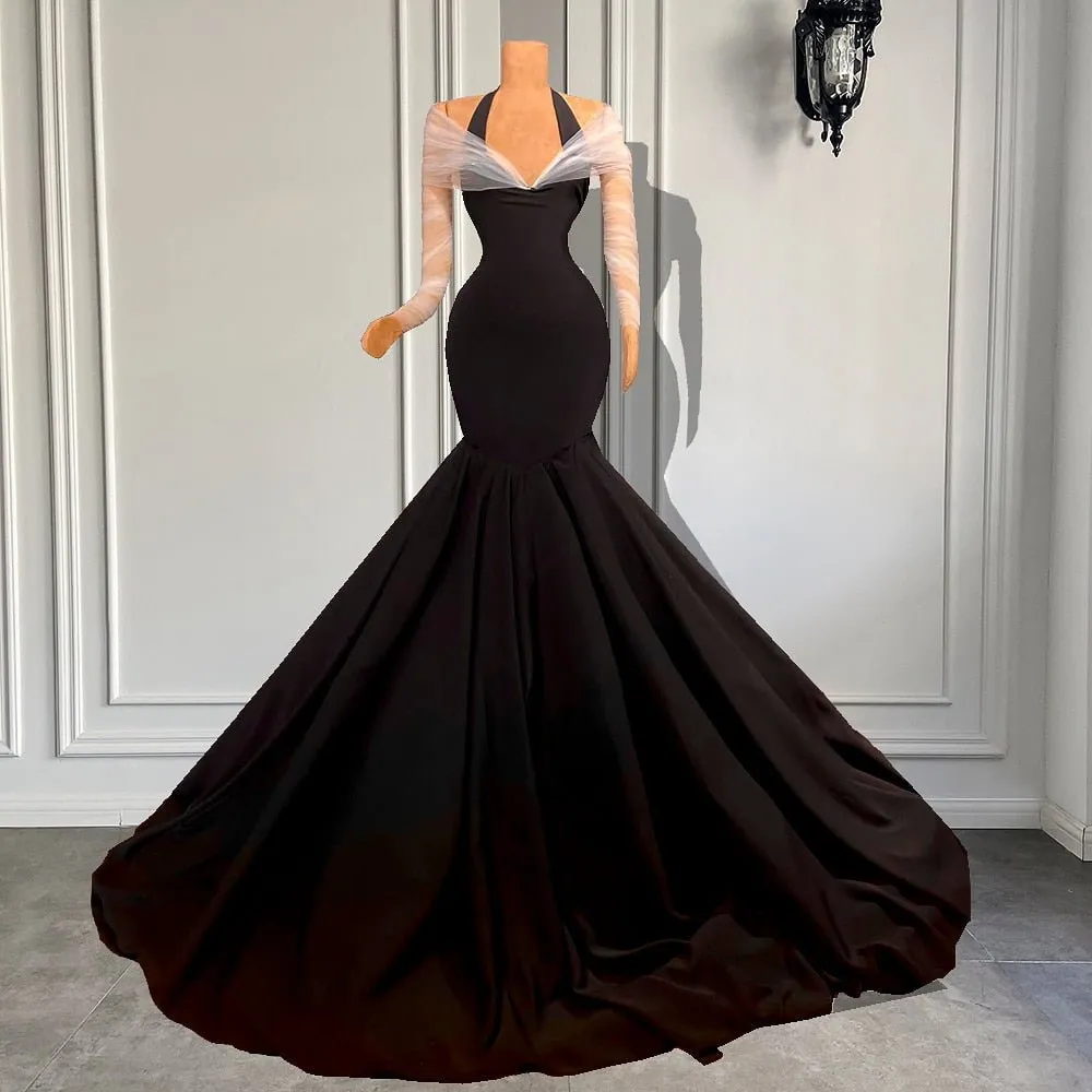 Long Sleeve Mermaid Style Women Formal Evening Party Gowns