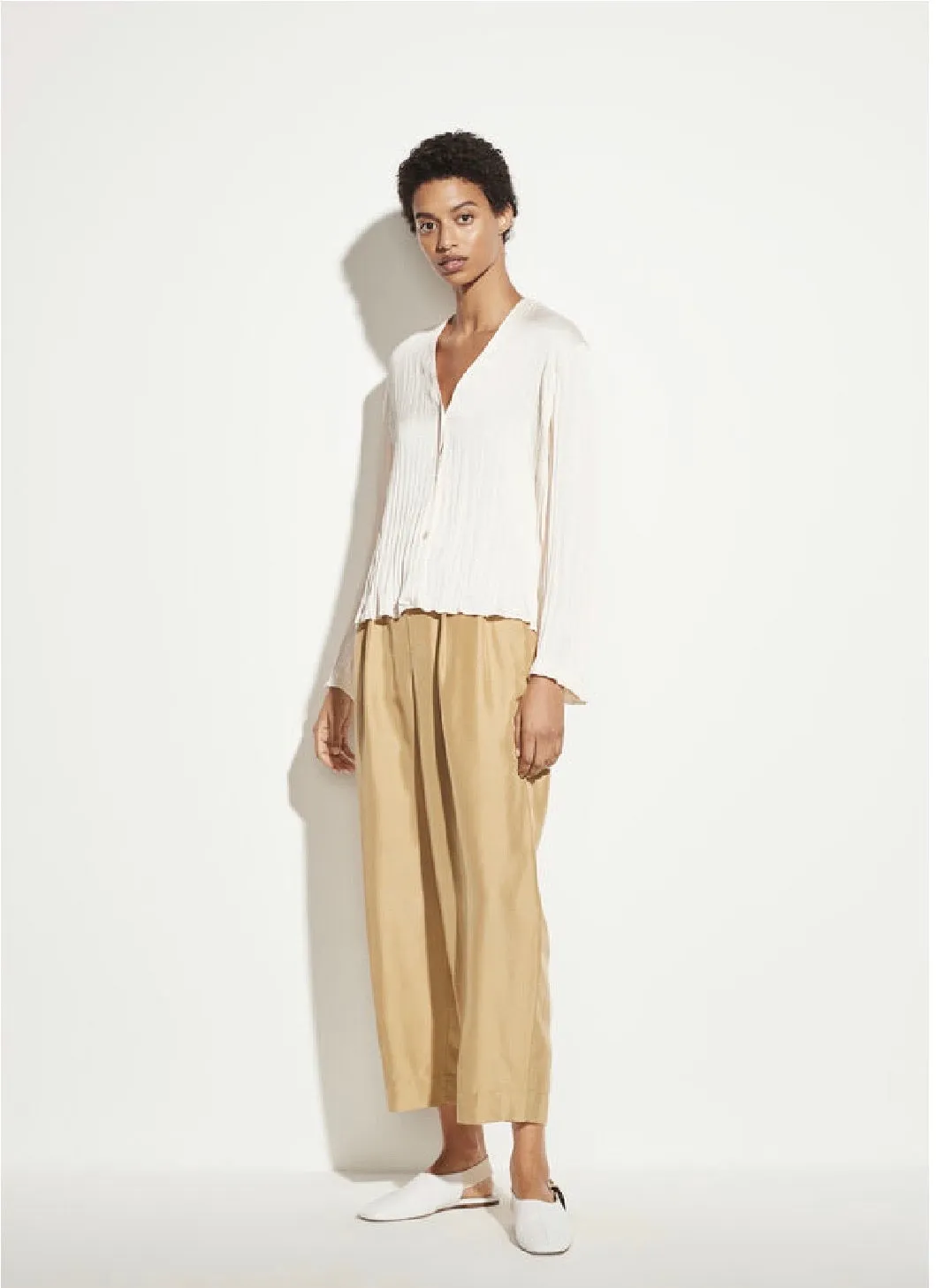 L/S Crushed V neck