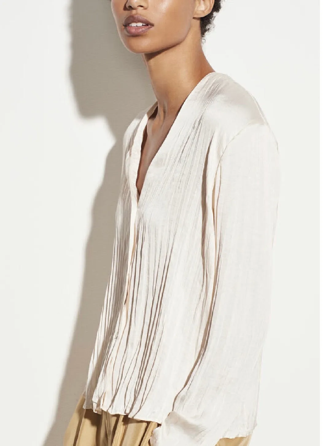 L/S Crushed V neck