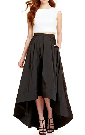 MACloth Cap Sleeve Two Piece Prom Dress White Sequin Cocktail Formal Gown